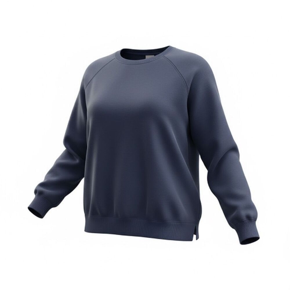 Women Navy Blue Cotton Sweatshirt Plus Size 2X Crewneck Fleece Athletic DIP